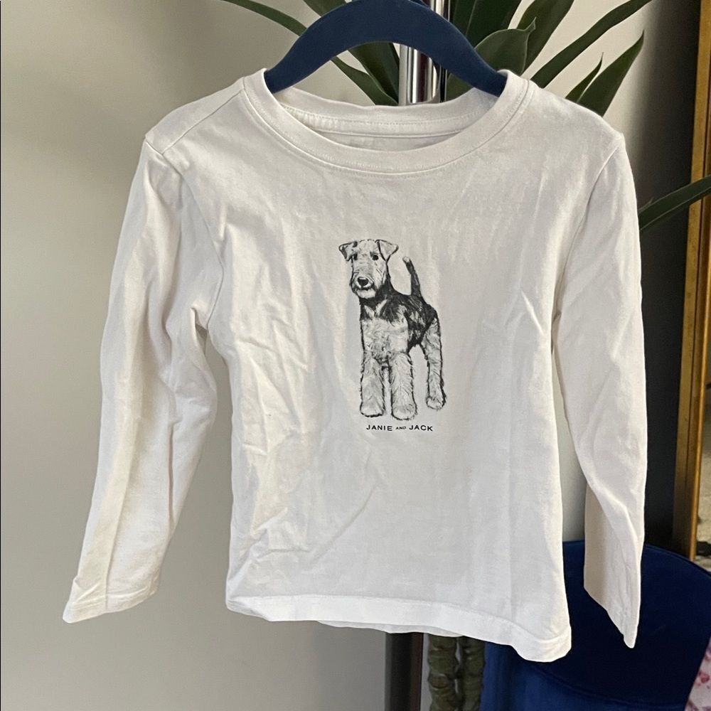 Janie and Jack Cream Dog Graphic Long Sleeve Tee